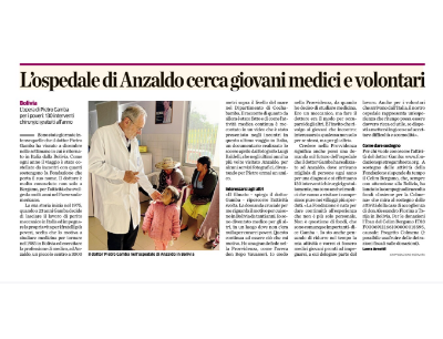 L’ospedale di Anzaldo cerca giovani medici e volontari